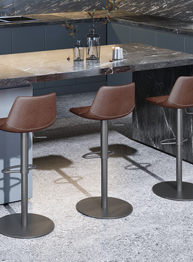 和顿吧椅真皮酒吧椅子升降旋转高级设计师款吧台凳子头层牛皮H726