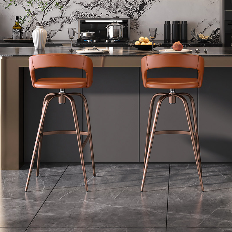 意大利进口头层牛皮高脚椅子设计师款轻奢吧台椅中岛台餐椅7320,住宅家具,家用高脚椅,淘宝优惠券,粉丝福利购,淘宝优惠卷