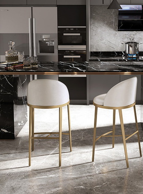 HEDUEN岛台极简舒适软包餐椅椅子55cm高厨房高脚凳轻奢吧椅H772