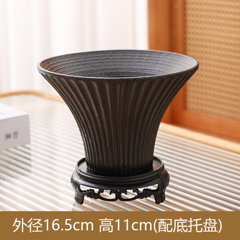 佛手柑苔藓球桌面摆件托盘中式家用客厅器皿简约陶瓷花盆果盘