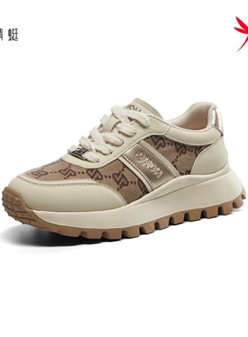 红蜻蜓2024秋季新款女士阿甘休闲鞋BQ51083071复古BQ51083072厚底