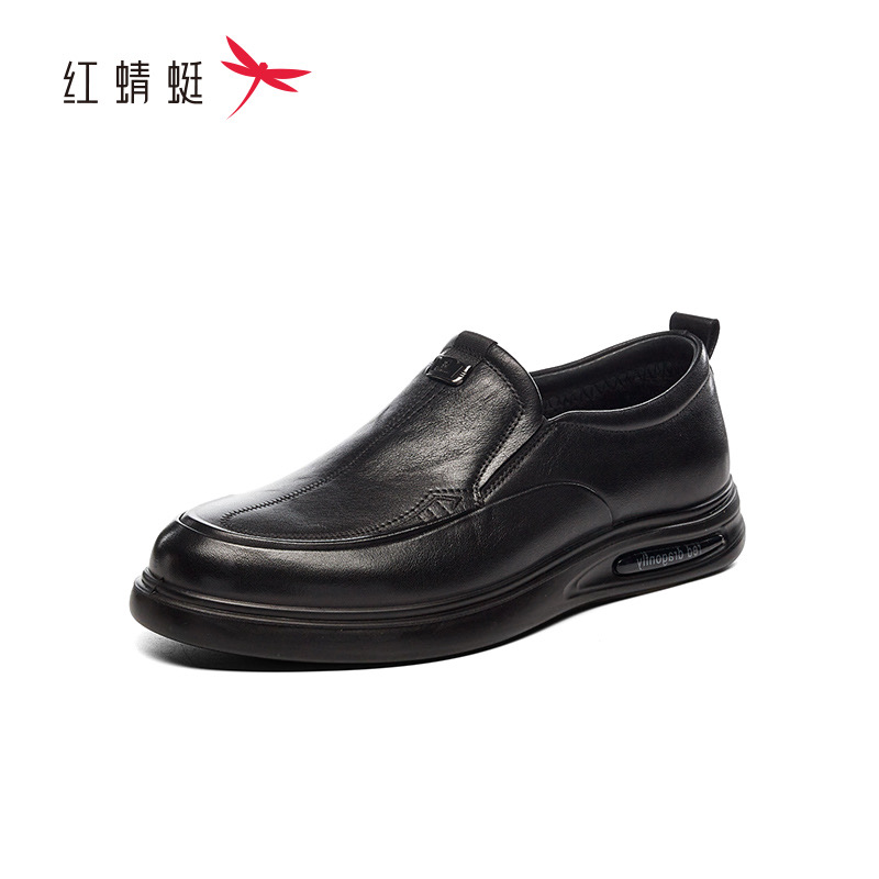 红蜻蜓男士冬季牛皮棉鞋休闲加绒