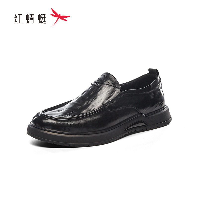 红蜻蜓冬季男式牛皮单鞋商务休闲图片
