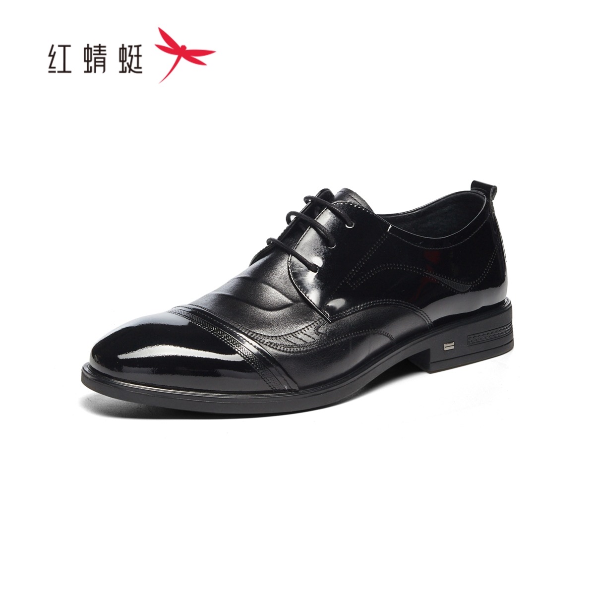 红蜻蜓春秋男士牛皮单鞋商务正装