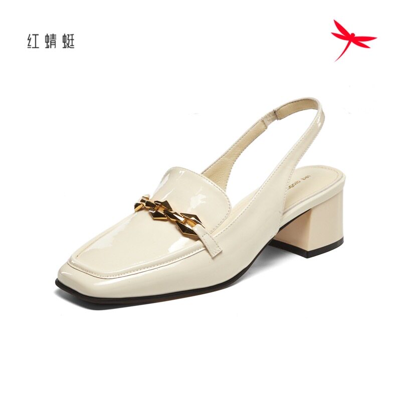 红蜻蜓包头凉鞋女夏季新款漆皮