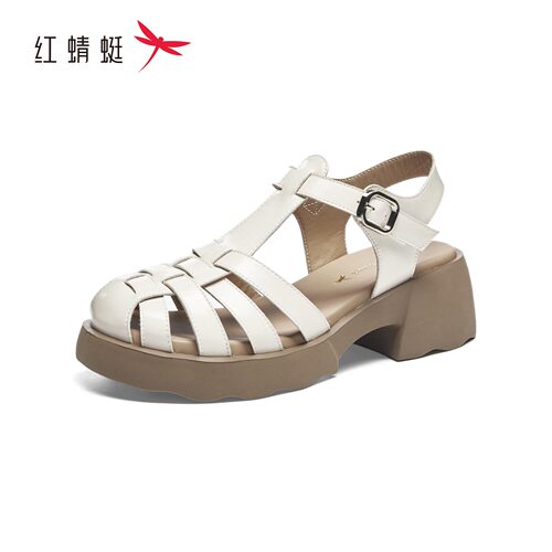 红蜻蜓夏季包头女凉鞋猪笼鞋罗马