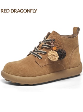 红蜻蜓2025冬短靴女靴CD61180071B休闲勃肯风棉鞋CD61180072H厚底