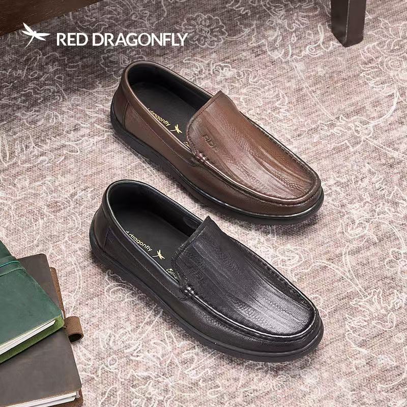 红蜻蜓秋冬男羊皮乐福休闲鞋棉鞋