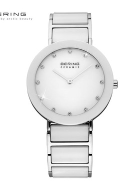 bering白令丹麦进口时尚石英表 陶瓷女士手表镶钻防水表时装女表