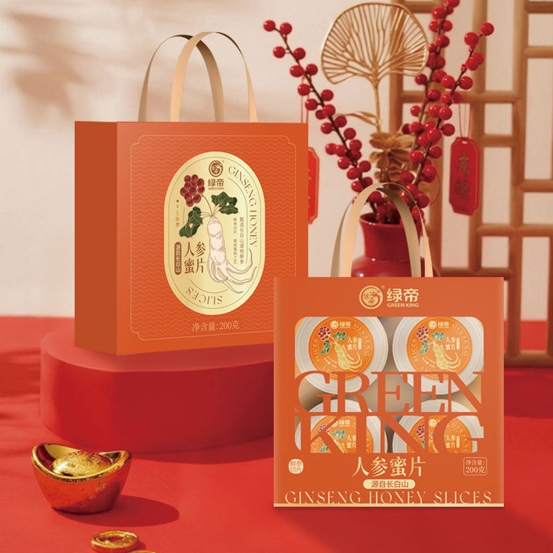 绿帝人参蜜片礼盒装200g 长白山人参片泡水煲汤送礼佳品节日礼品