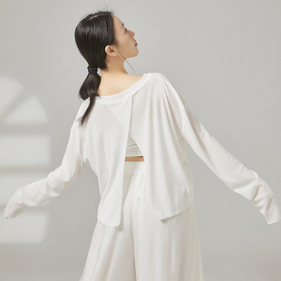 开叉宽松性感现代舞短袖练功服演出服芭蕾舞罩衫古典爵士舞服瑜伽