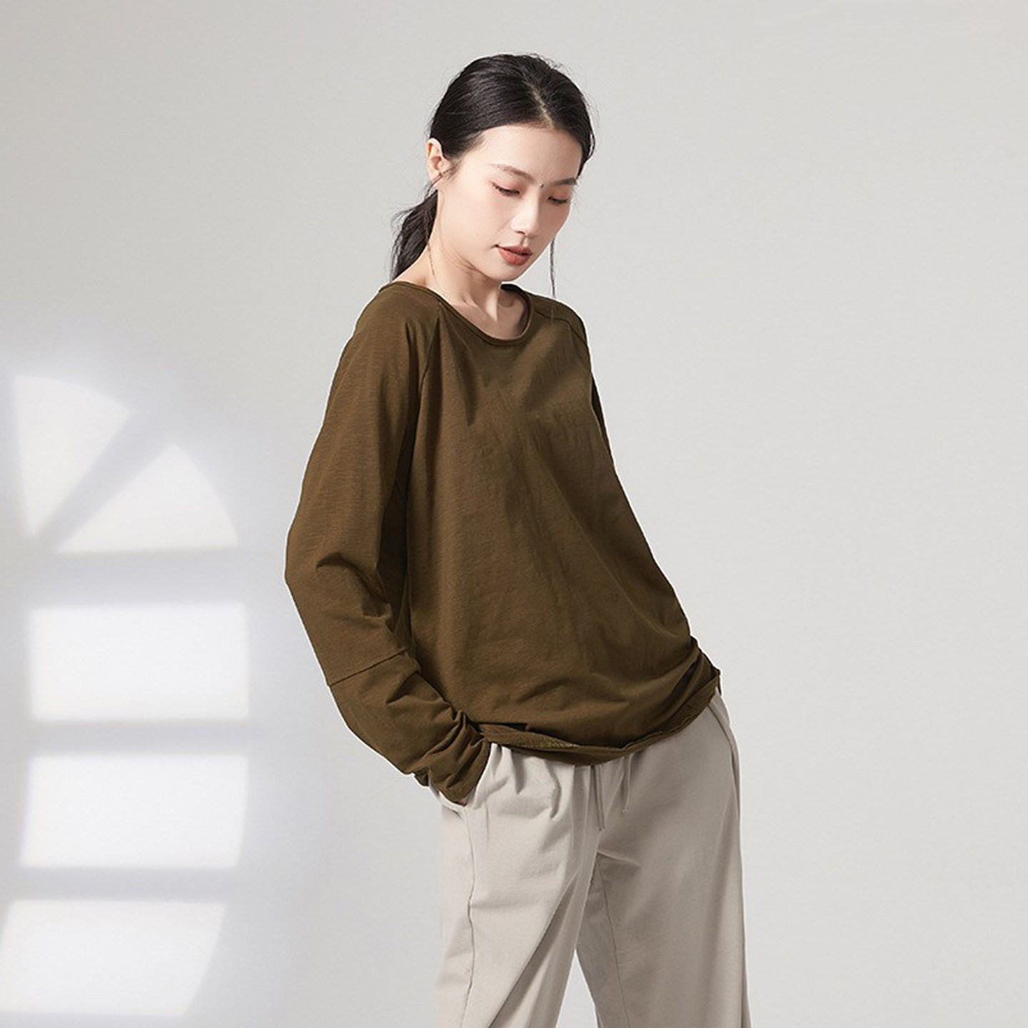 现代舞男女同款练功服舞蹈服长袖上衣宽松瑜伽服舞蹈服跳舞T恤衫
