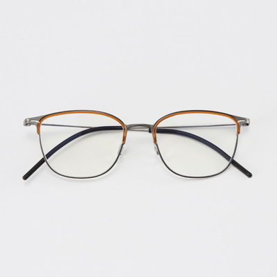 超轻纯钛简约韩系眉毛半框眼镜