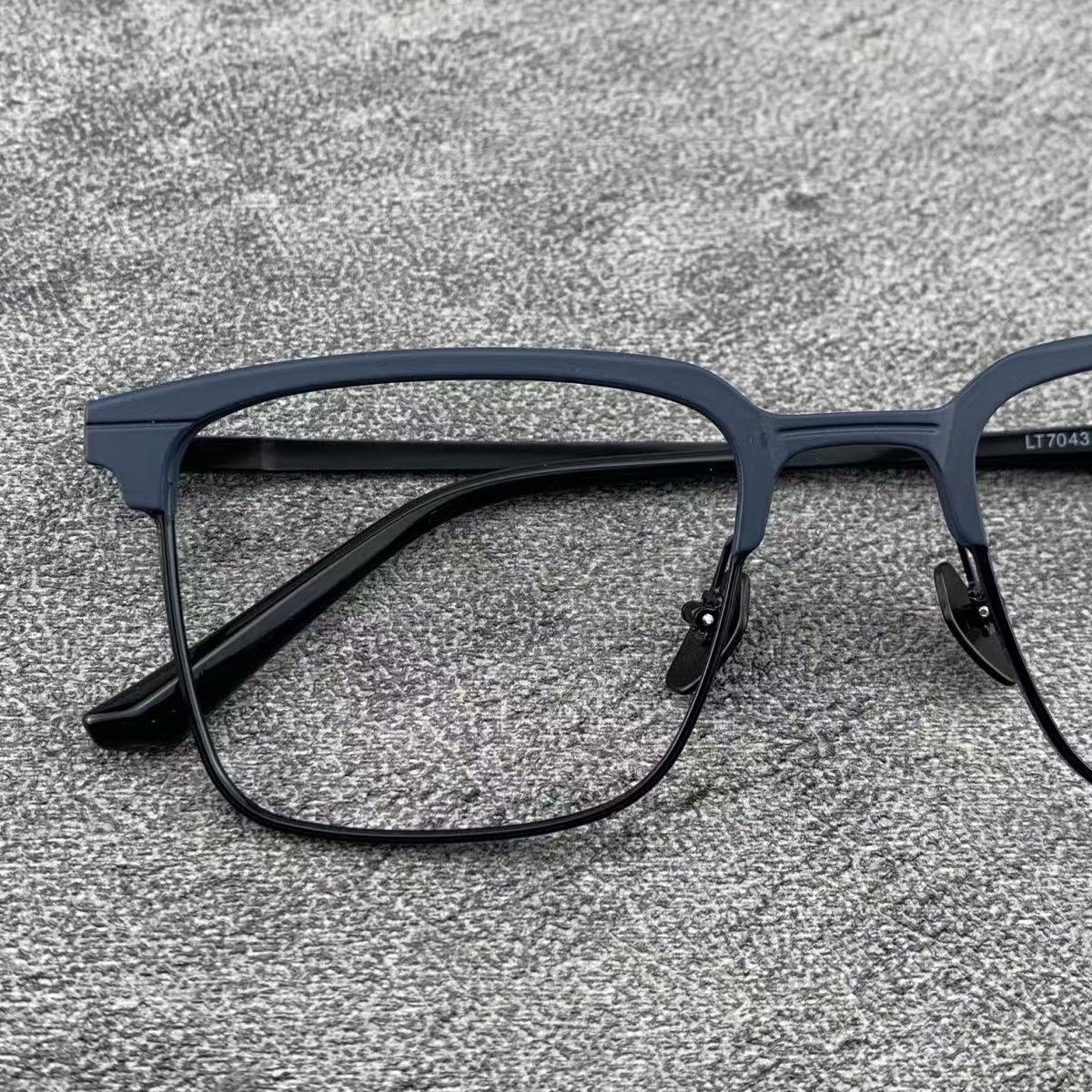 藏蓝色木村拓哉同款眼镜框眉线款大脸复古近视超轻纯钛商务眼镜架