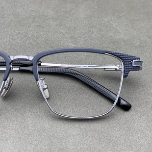 藏蓝色木村拓哉同款超轻纯钛复古镜框男帅气数码科技感眼镜框近视