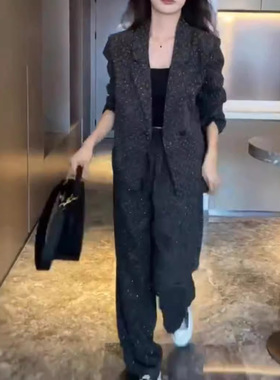 英国cherrykoko新款女神范高级时尚西装外套阔腿裤两件套女