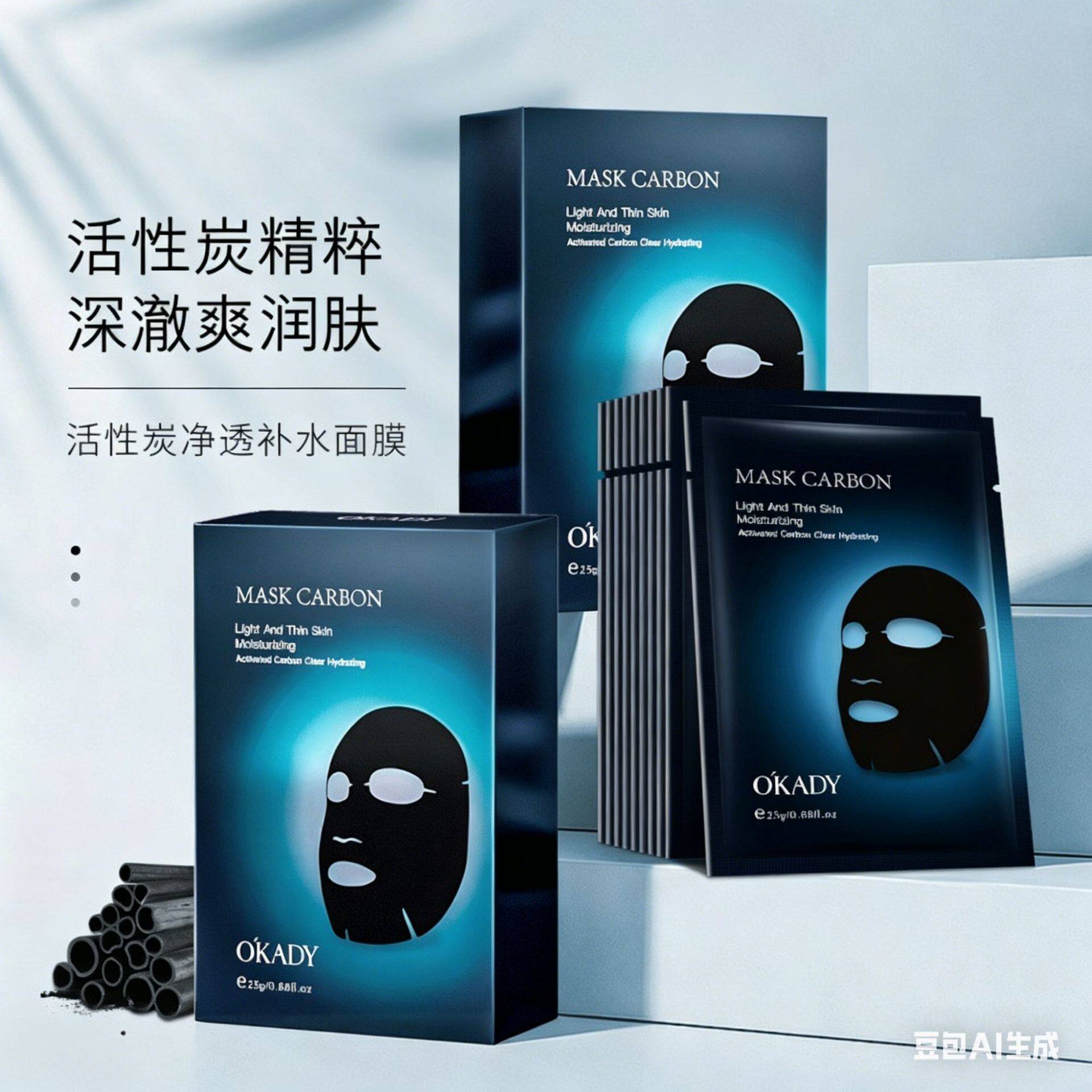 李佳琪推荐活性炭清颜净透补水面膜保湿水光透亮补水黑面膜护肤品
