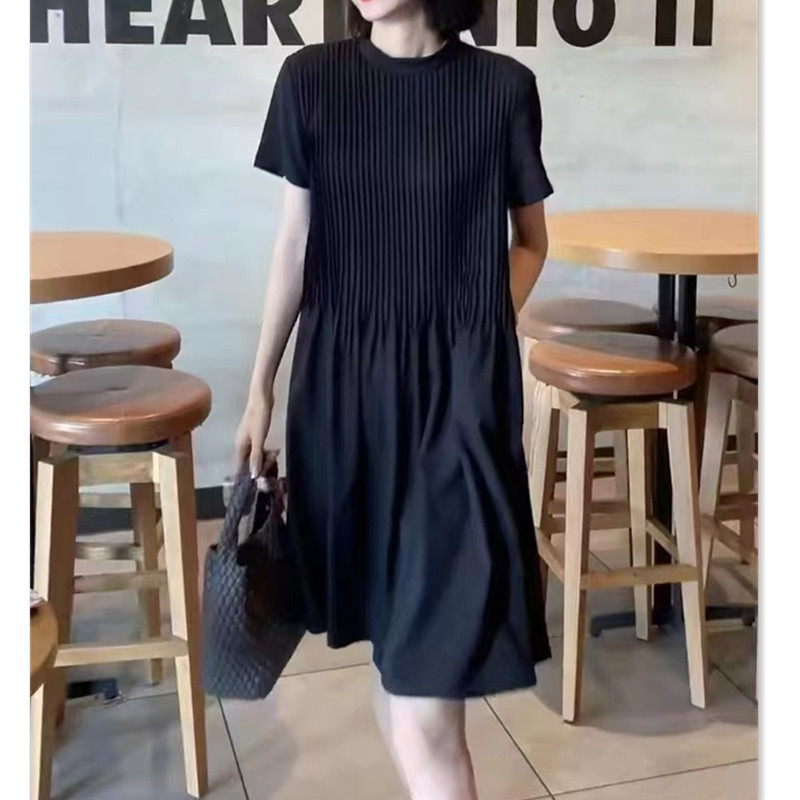 英国cherrykoko夏季新款洋气压褶色连衣裙宽松遮肉女