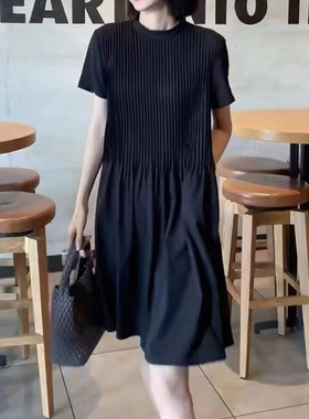 英国cherrykoko夏季新款洋气压褶色连衣裙宽松遮肉女