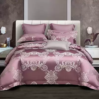 European-style light luxury satin jacquard bed four-piece bed single set Pure cotton all-cotton home textile plush cotton bedding
