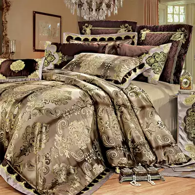 UHOME European-style luxury embroidery American four-piece set Light luxury villa court embroidery pure cotton bed cover ten-piece set