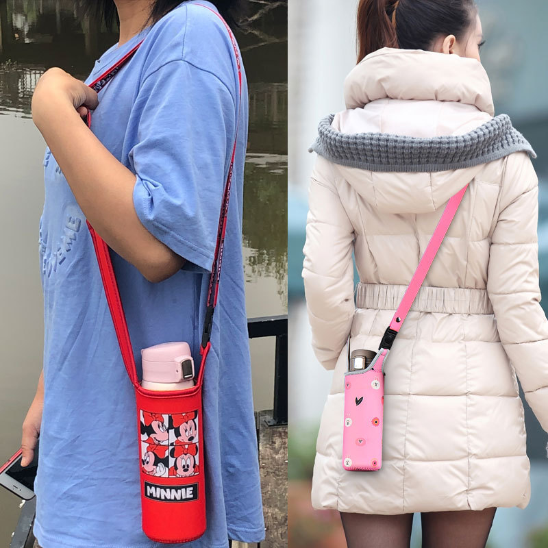 卡通图案保温杯套手提斜挎肩背