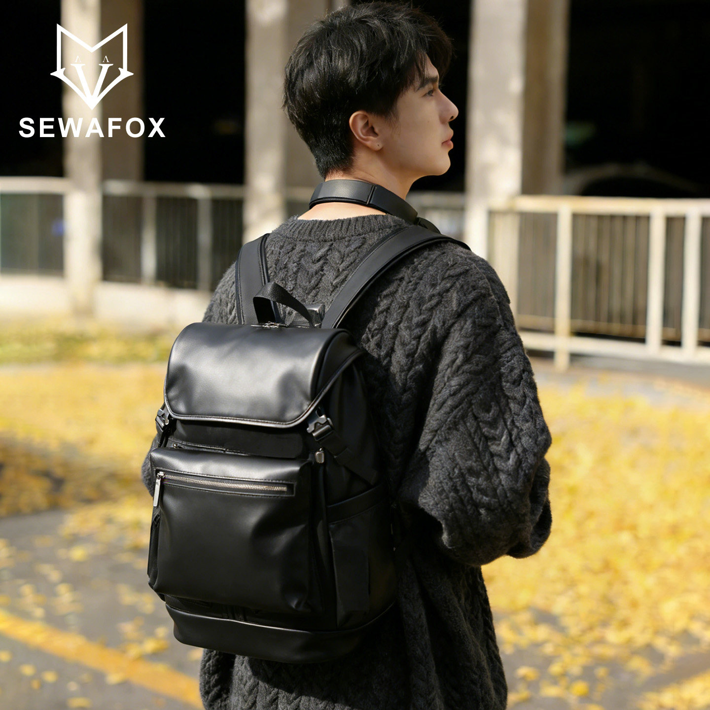 高级感通勤双肩包2026新款户外大容量男士背包旅行皮质大学生书包