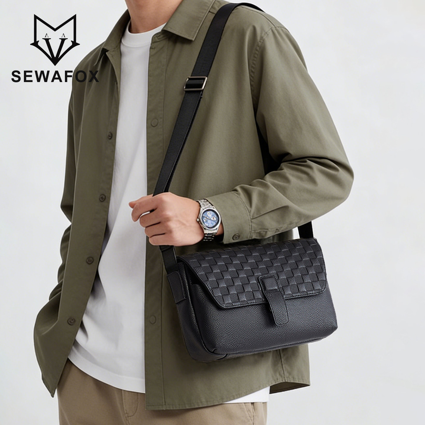 男士皮质单肩包上班通勤包日常百搭斜挎包防泼水高级感大容量男包