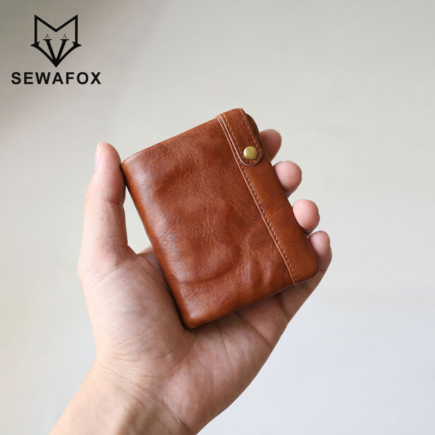 皮质钱包短款高级感小众男女同款小卡包轻便钱夹复古植鞣皮零钱包