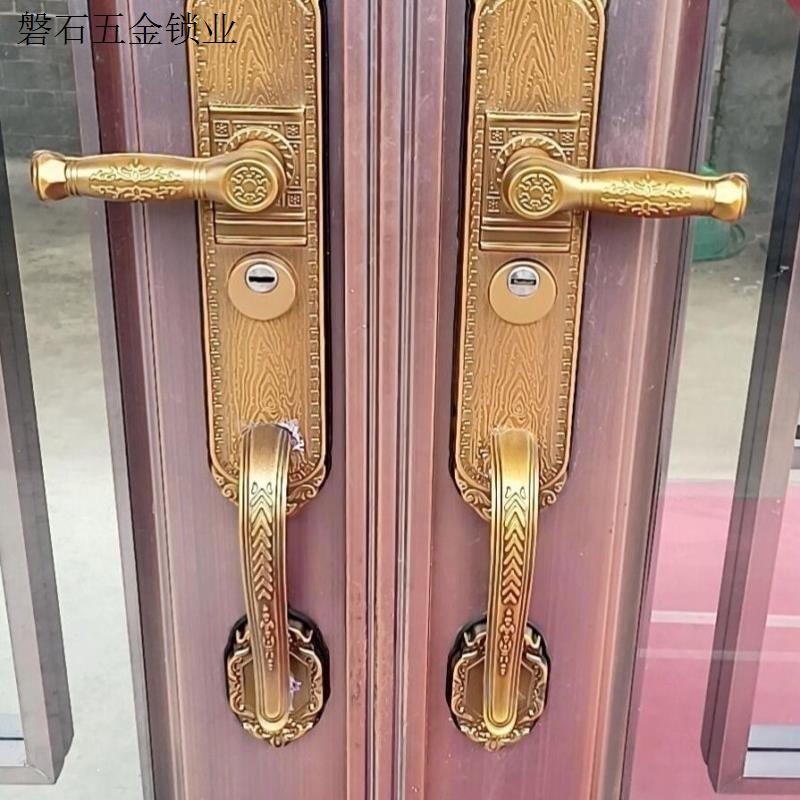 黄古树皮纹防盗门把手门锁锁具大门锁执手锁通用型拉手孔距235m.