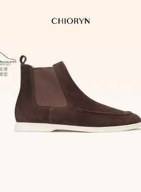 【丝光绒头层小牛皮】chioryn青润LP切尔西靴男中帮英伦风马丁靴