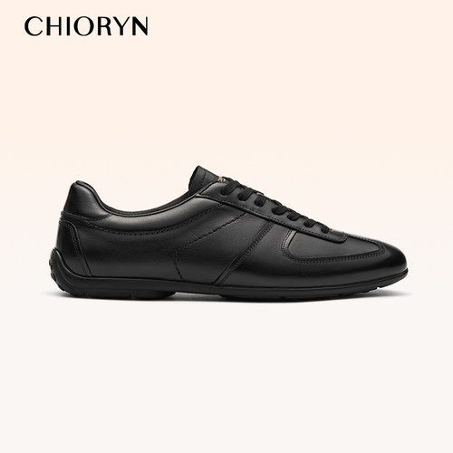 【薄底赛车鞋】chioryn青润德训鞋男士黑色马皮方头休闲鞋T头鞋