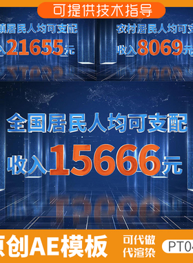 046蓝色科技感数据文字ae模板企业片头增长宣传大数据历程汇报