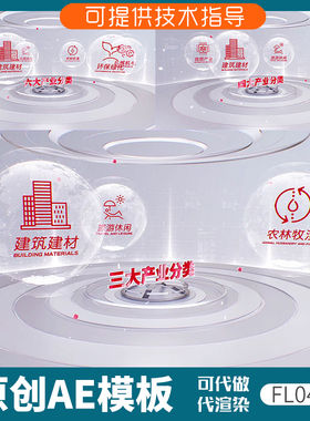 046红色科技地球文字分类ae模板产业务板块项目介绍功能展示结构