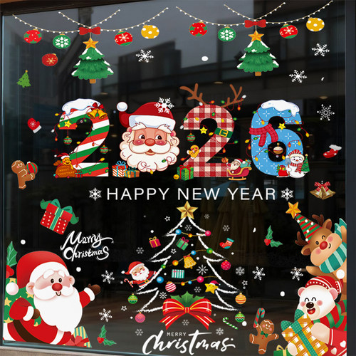 圣诞节装饰品静电贴圣诞老人贴