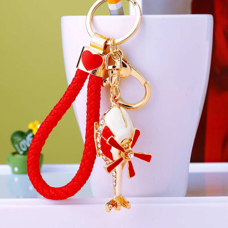 镶钻直升机汽车钥匙扣金属可爱女包挂件钥匙链圈创意跨境礼品