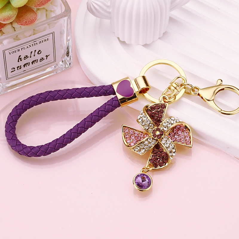 镶钻转运风车汽车钥匙扣女韩国可爱创意水钻包包挂件钥匙链圈礼品