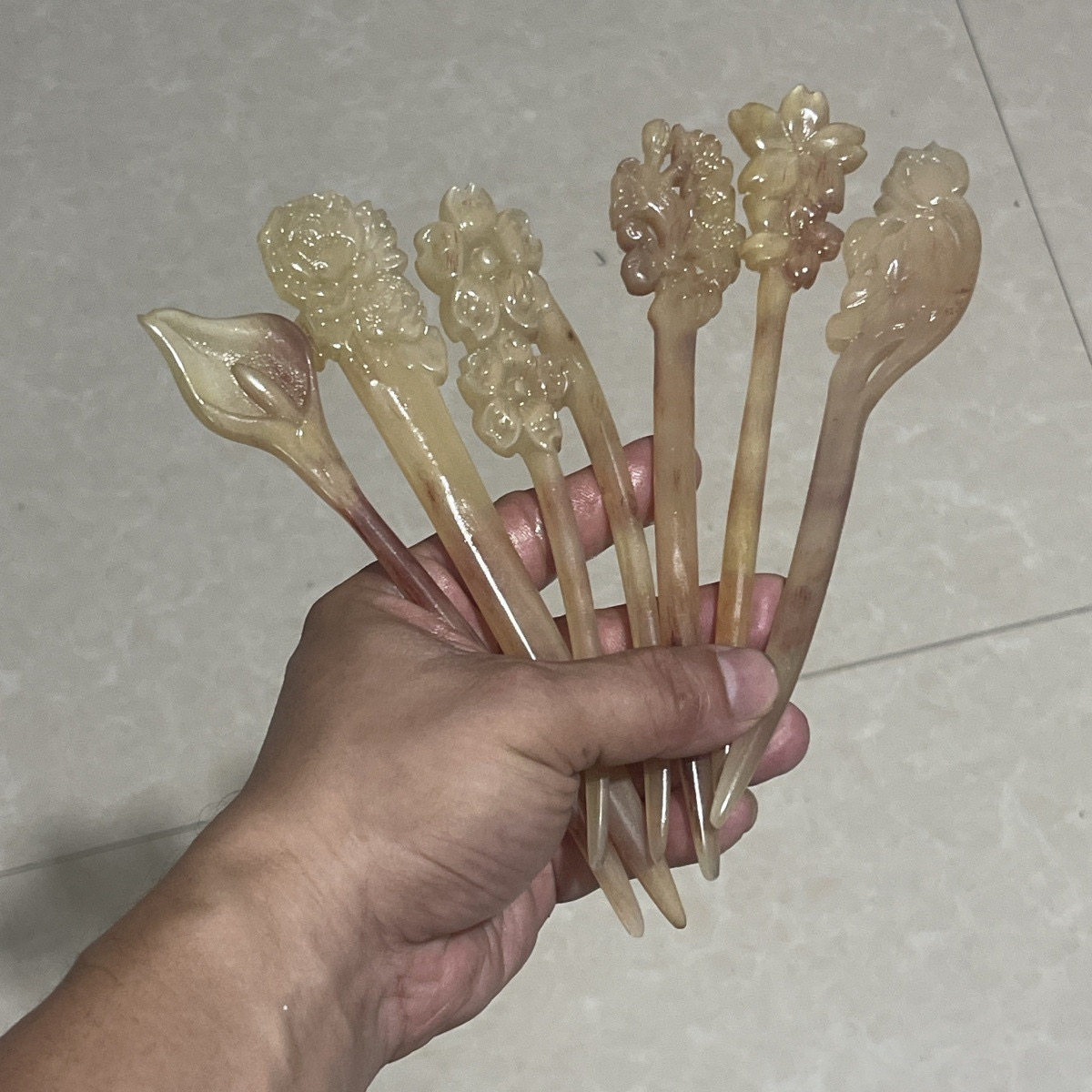 天然牛角发簪日常挽发钗韧性好不发饰