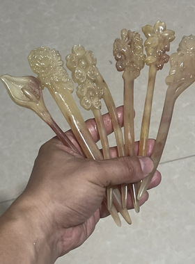 天然牛角发簪日常挽发钗韧性好不易折断简约高级感新中式簪子