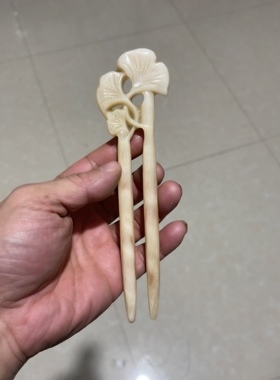 双面雕刻手工高贵羊发簪发钗中式简约古典双钗盘发头饰簪子古风