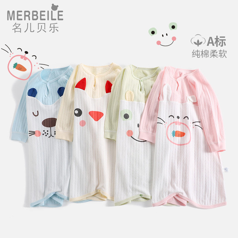 儿童睡袍宝宝睡衣夏季薄款纯棉婴儿春秋冬男女童睡裙长袖连体长袖