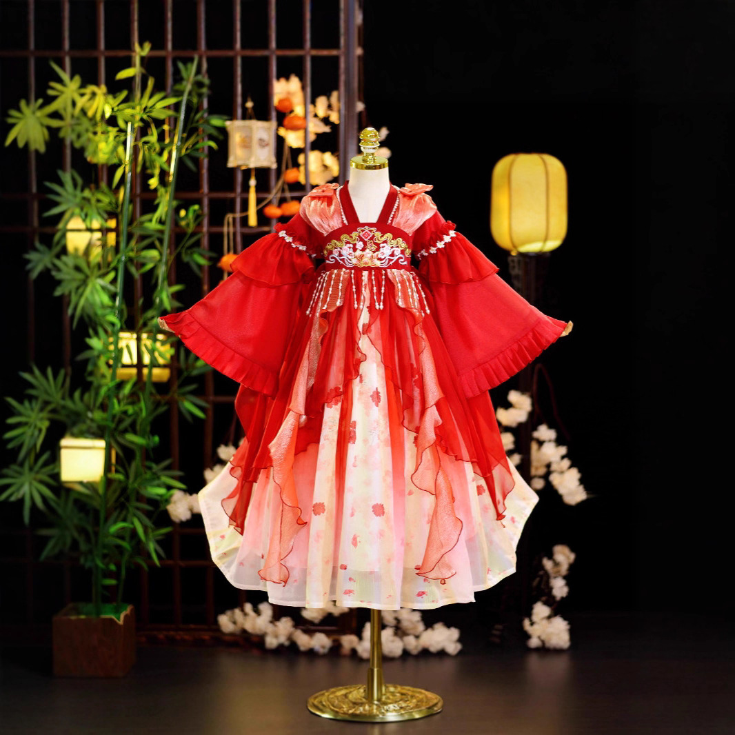 女童汉服春秋长袖女宝宝唐装中国风公主连衣裙子儿童装超仙女襦裙