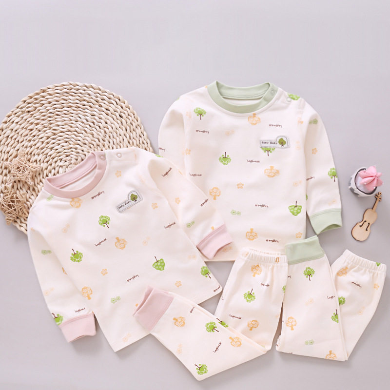 春秋新款婴幼儿童宝宝内衣新生儿衣服纯棉秋衣秋裤套头肩扣童套装