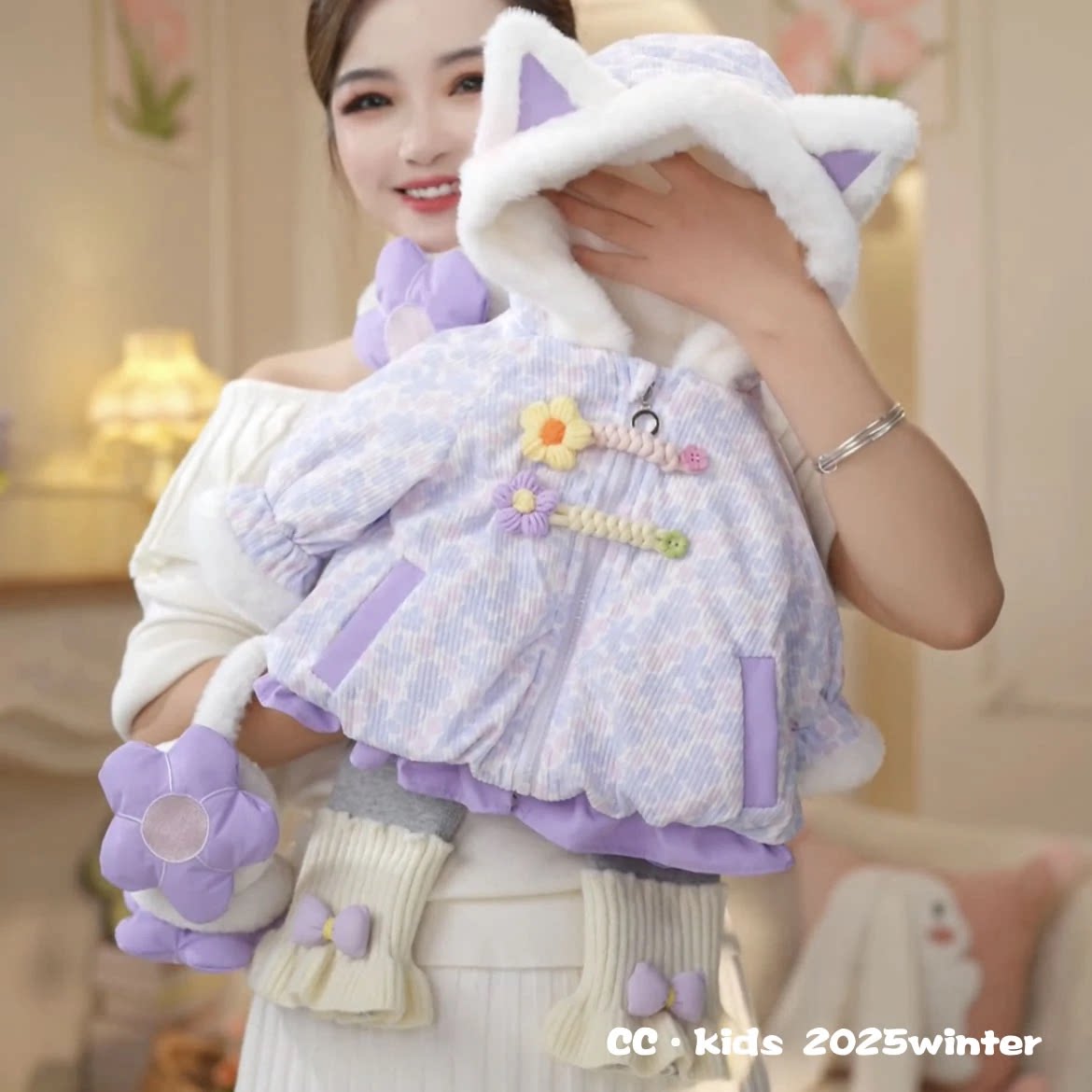 女童羽绒棉服1岁宝宝冬装3婴儿童装加厚加绒洋气小童棉衣外套冬季