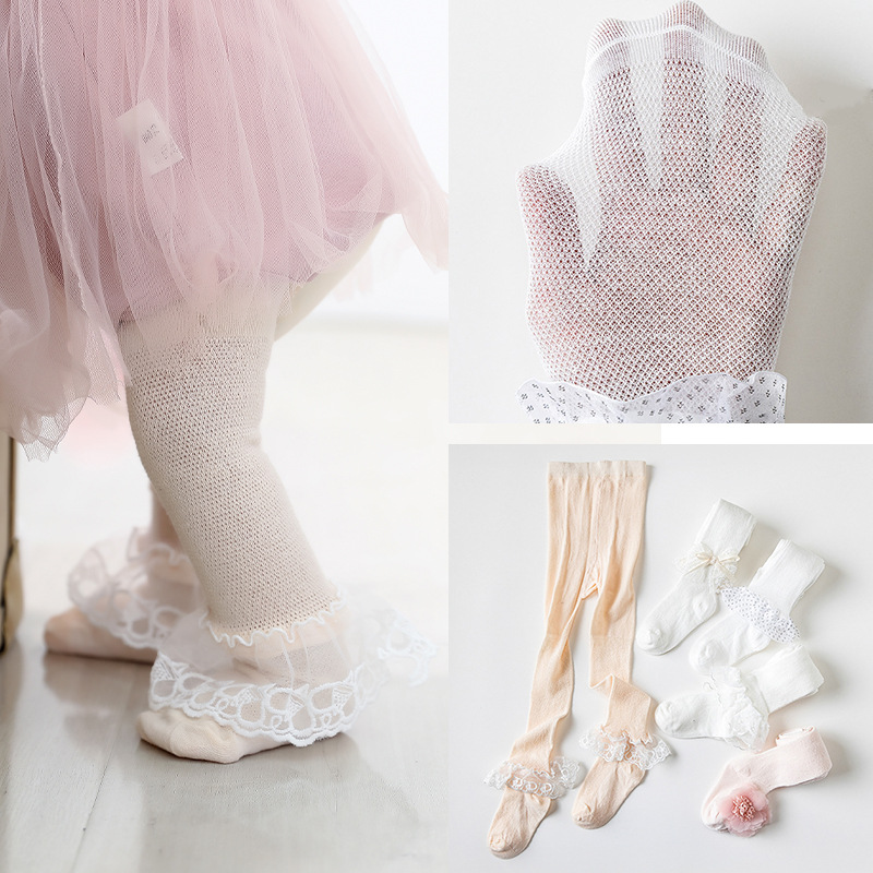107儿童夏季女童公主风空调房网眼花边宝宝薄款透气打底连裤袜