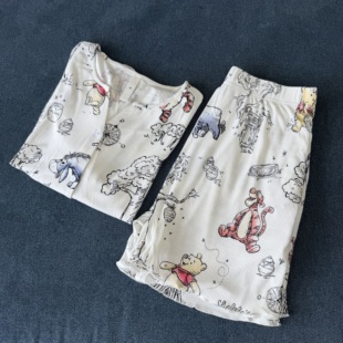 【小熊维尼耶~】外贸单 夏日天丝棉凉感轻薄短袖短裤女睡衣家居服