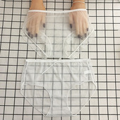 胖M 蕾丝边全透明中腰大码 柔软舒适网纱性感内裤 女性惑透明超薄款