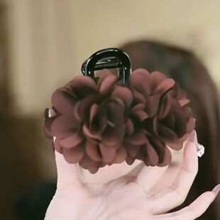 玫瑰花繁花似锦夹盘发头花头发抓夹边8Cm花朵法式慵懒感半扎发卡