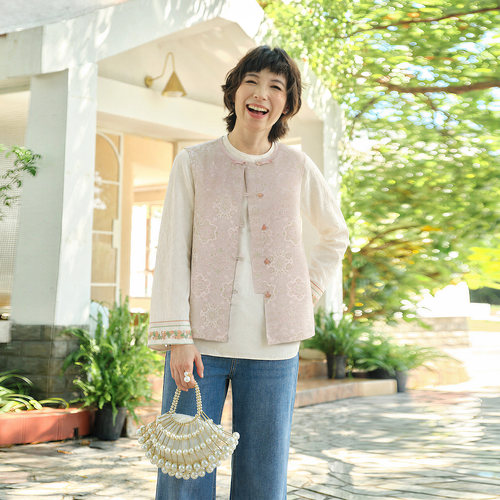 飞尼克斯新中式盘扣马甲女夏季
