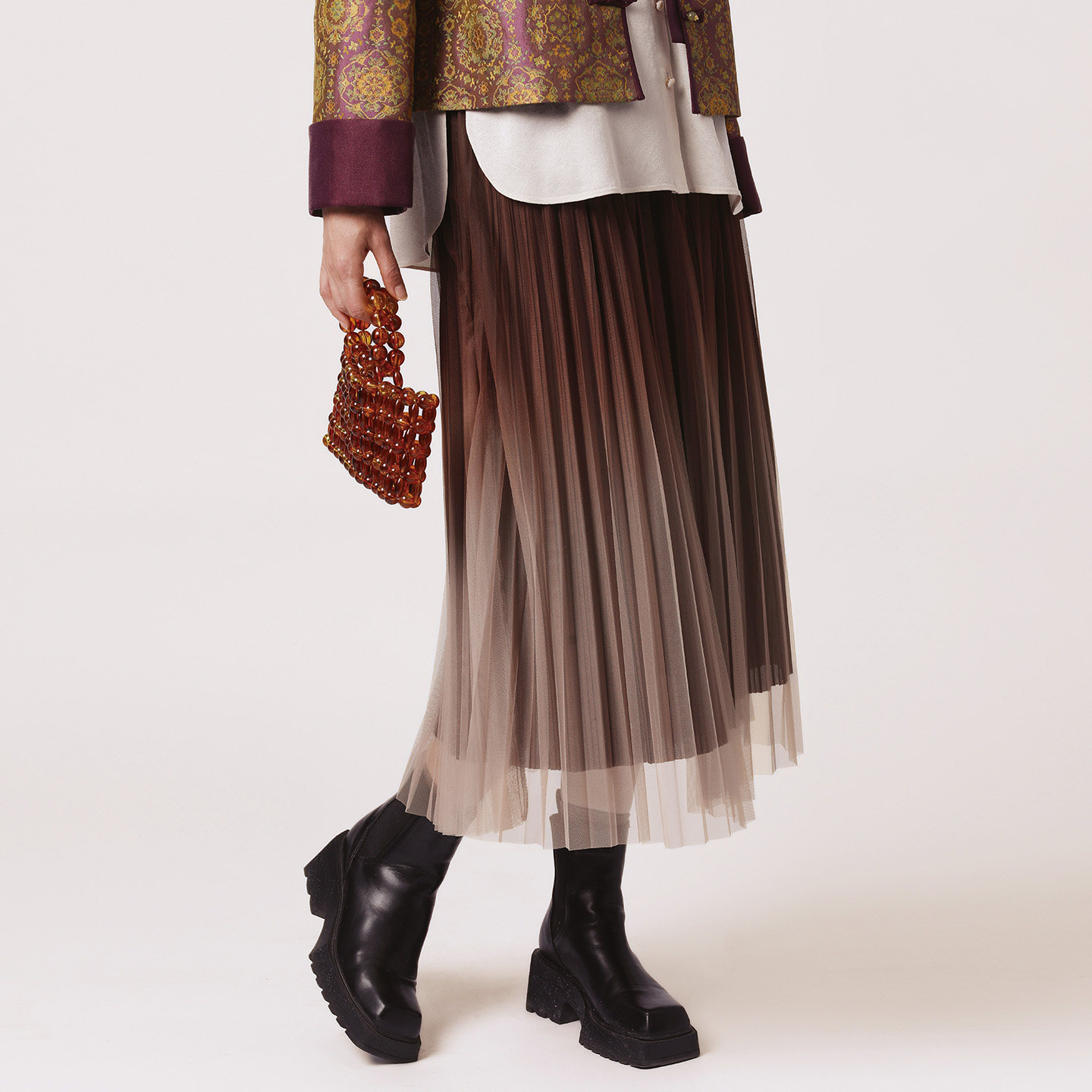 飞尼克斯渐变压褶半裙女2025年冬季新款优雅休闲风半裙,女装/女士精品,半身裙,淘宝优惠券,粉丝福利购,淘宝优惠卷